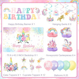 Unicorn Birthday Decorations Includes Banner Backdrop Balloons