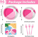 96 Pcs Pink Beach Ball Party Supplies Tableware Summer Pool Ball