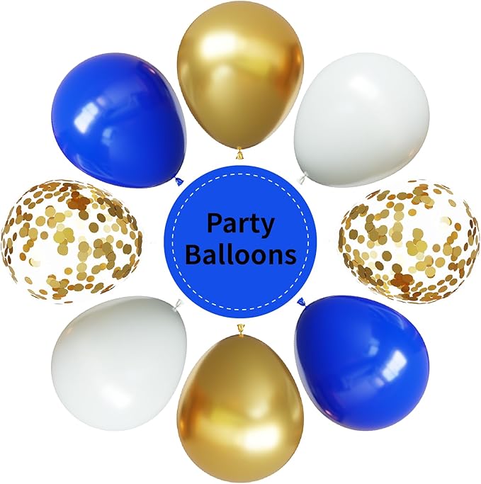 YMSZ Blue and Gold Balloons Set, 67pcs 12 Inch Royal Blue Gold White