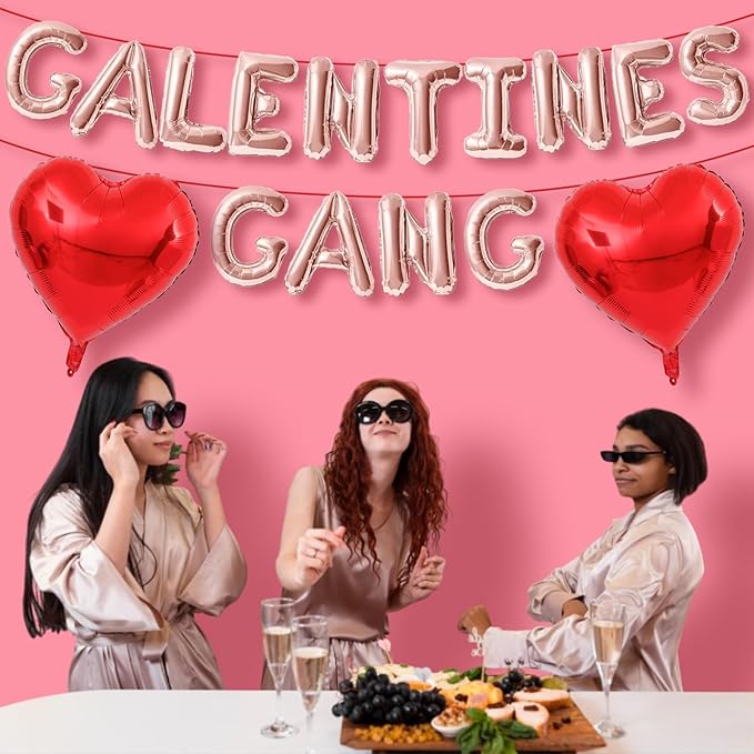 Galentines Day Balloons Banner 16 Inch Rose Gold Galentines Gang