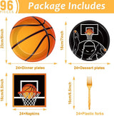 96 Pieces Basketball Party Supplies Basketball Plates Napkins Paper