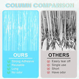 Voircoloria 3 Pack 3.3 x 8.2 ft Pastel Blue Foil Fringe Backdrop