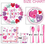 Valentines Day Heart Tableware for Kids 25 Set Disposable Dinnerware