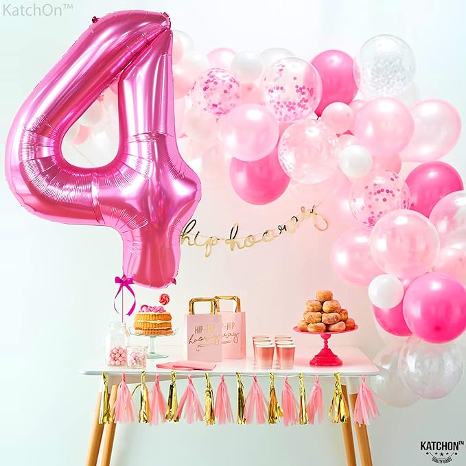 KatchOn, Hot Pink 4 Balloon Number - 40 Inch | 4th Birthday Balloons
