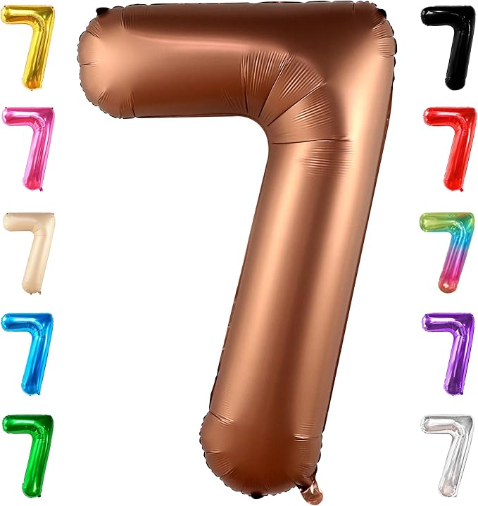 KatchOn Giant Coffee Brown Number 7 Balloon - 40 Inch, 1 Count,