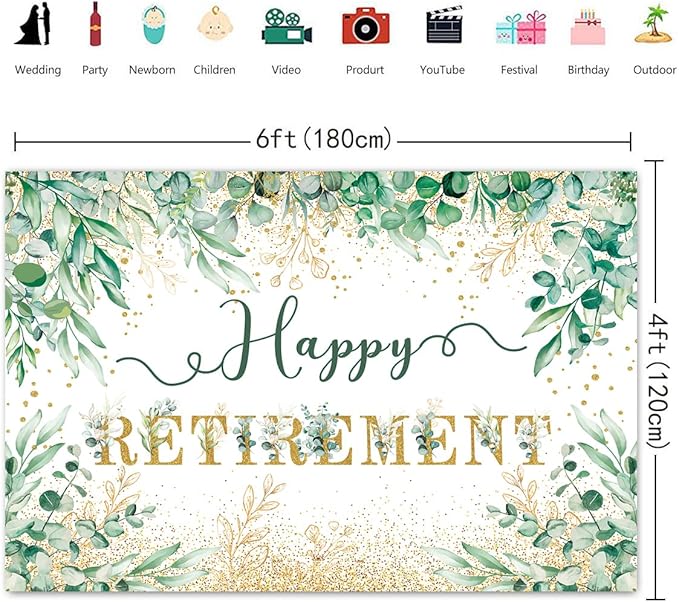 Happy Retirement Party Decorations Set Eucalyptus Leaves Retired