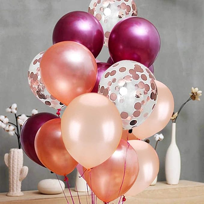 OuMuaMua Rose Gold Balloons Burgundy Balloons Kit, 62Pcs Burgundy