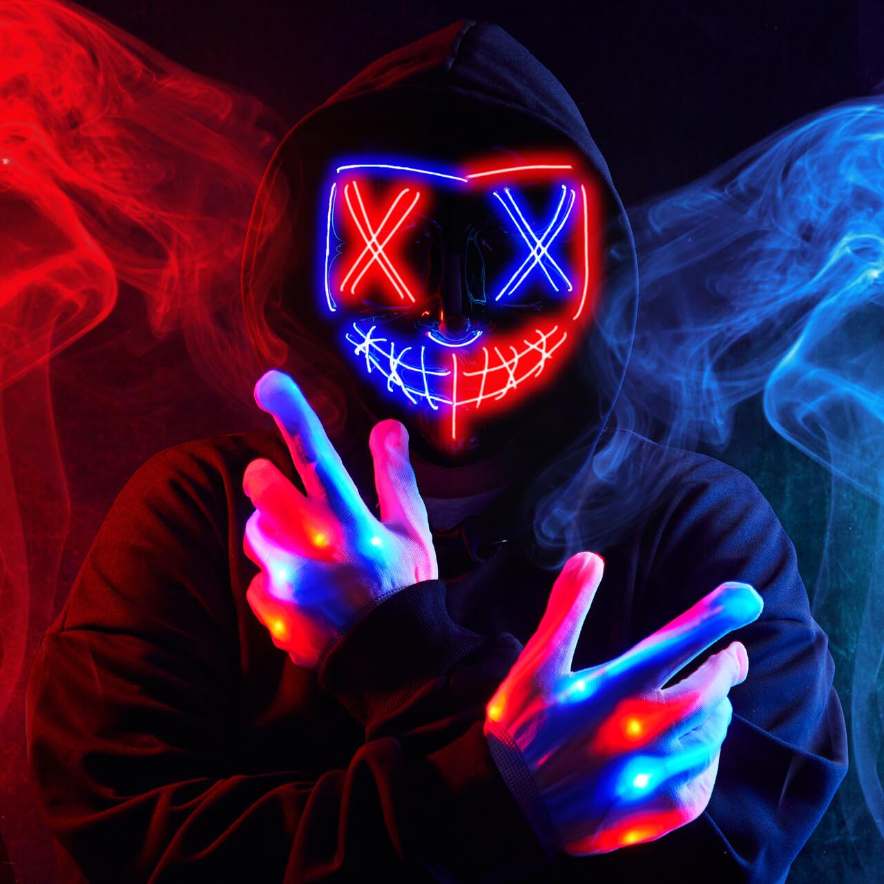 JOYIN Halloween Led Mask, Light Up Mask and Gloves for Cosplay Costume