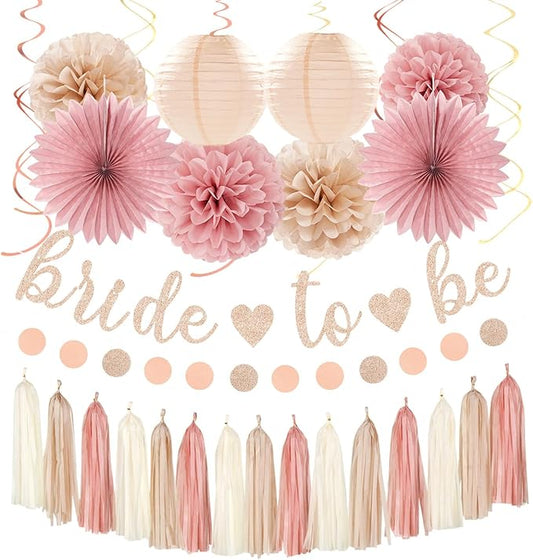 Blush Pink Rose Gold Bridal Shower Fall Party Decorations 31pcs