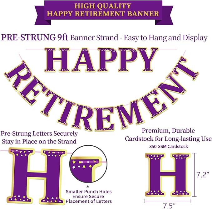 Retirement Party Decorations Kit for Women - 16-Piece Elegant Purple