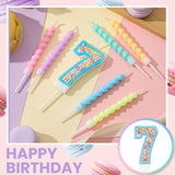 MTLEE Number 7 Birthday Candle Macaron Glitter 3D Number Candle with