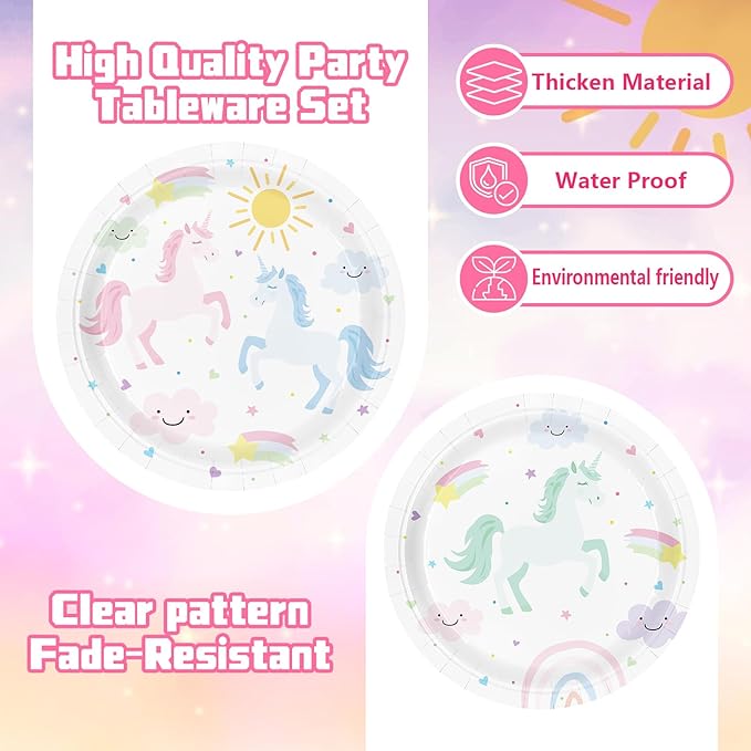 Unicorn Birthday Party Supplies for 24 Guests Magical Pastel Theme