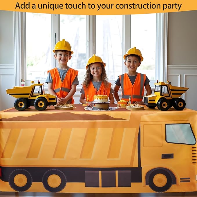4Ft Construction Vehicle Table Cloth,Construction Birthday