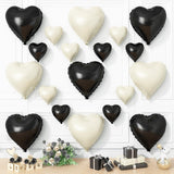 Black White Heart Balloons, 19PCS Black and Cream White Heart Shape