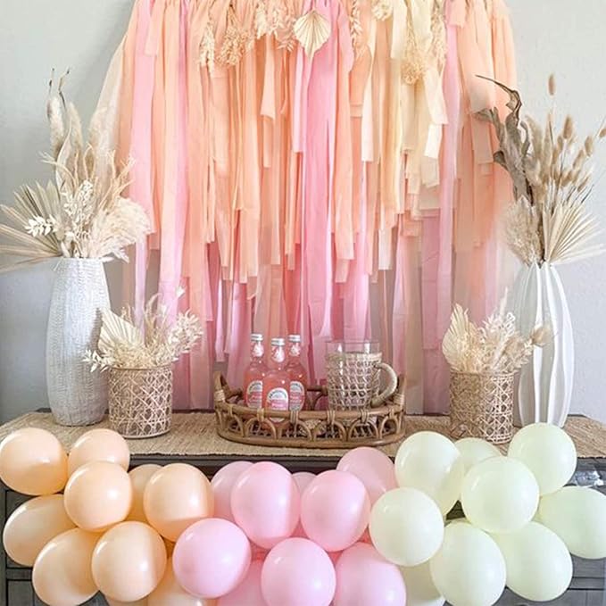 PartyWoo Pink Crepe Paper Streamers 6pcs 492ft Pack of Light Hot Dark