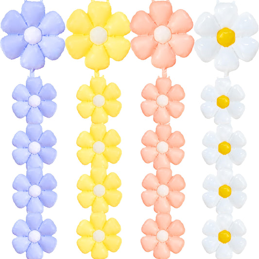 EUVBOKW Daisy Flower Balloons,20 Pcs Colorful Foil Daisy Balloons for