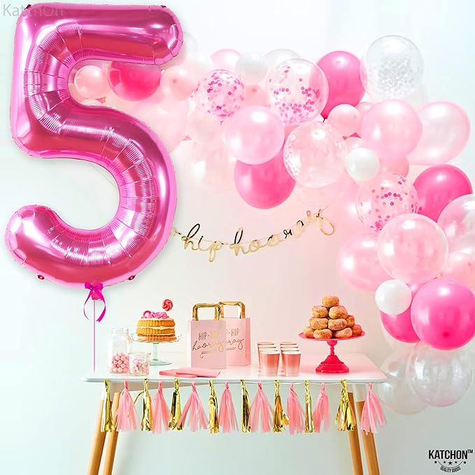 KatchOn, Giant Hot Pink 5 Balloon Number - 40 Inch | 5th Birthday