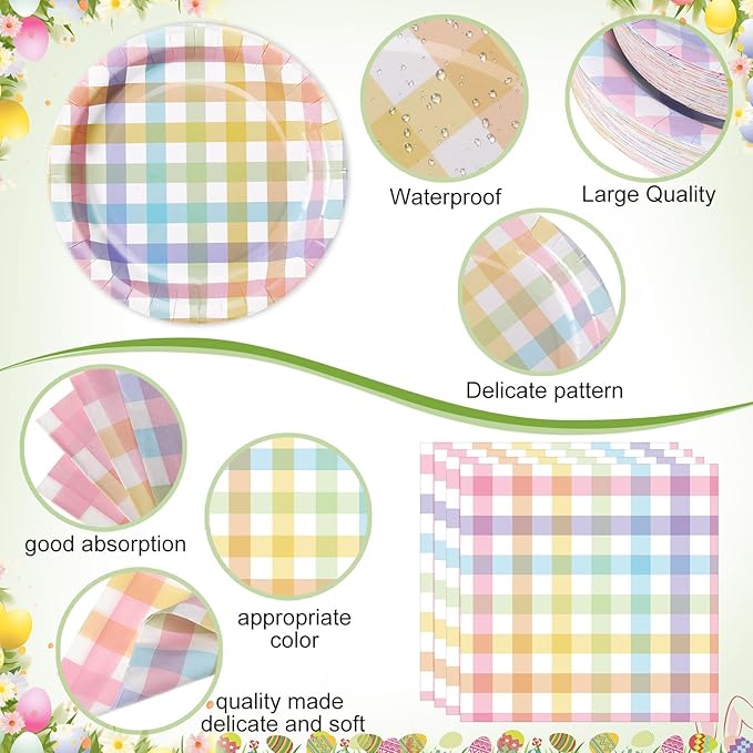 452 Pcs Pastel Easter Party Decoration for 50 Spring Easter Paper