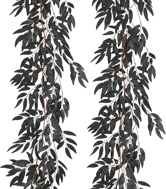 Artificial Hanging Willow Leaves Vine Twigs 2Pcs 5.7Ft Halloween