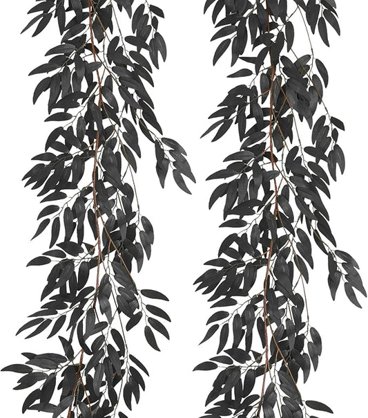 Artificial Hanging Willow Leaves Vine Twigs 2Pcs 5.7Ft Halloween