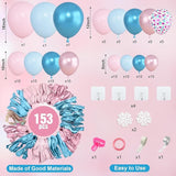 Amandir 153pcs Pink Blue Balloon Garland Arch Kit, Different Sizes 18