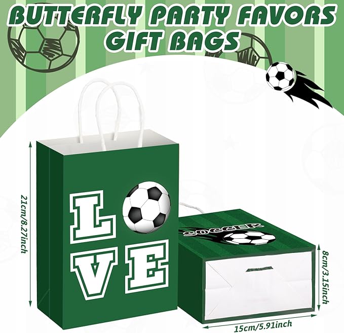 24 Pcs Soccer Party Favor Bags Soccer Goodie Gift Paper Bags with