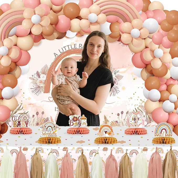 Boho Baby Shower Decorations for Girl Boho Rainbow Baby Shower