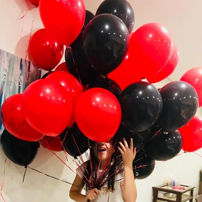 Red Black Balloons Garland Arch Kit, 134pcs Black and Red Party