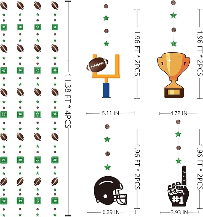 Football Party Decorations Star Circle Dot Football Helmet Goalpost