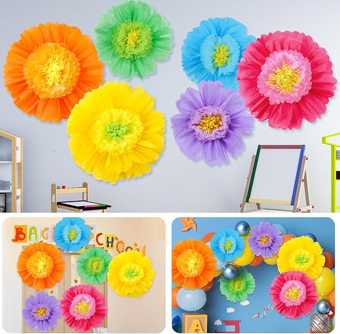 Giegxin 6 Pcs Colorful/Pink/White/Pastel/Rose Red/Orange Giant Paper