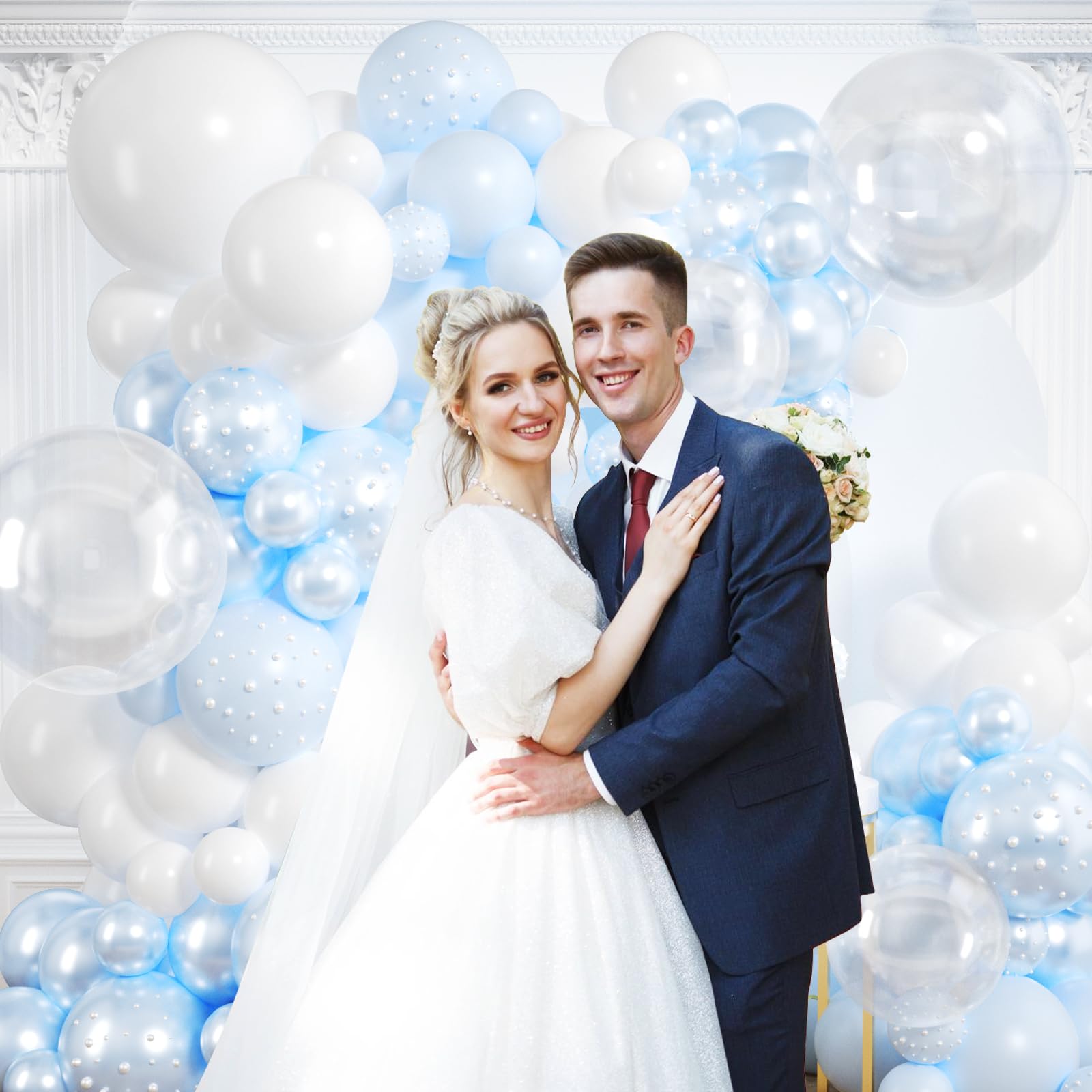 Blue Balloon Arch Kit 177Pcs Blue and White Balloon Arch Kit with