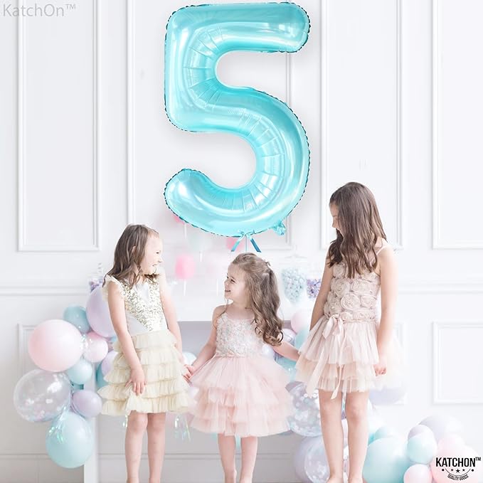 KatchOn, Big Light Blue 5 Balloon Number - 40 Inch | Light Blue
