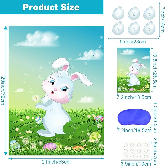 ASTARON Pin The Tail on The Bunny Game for Birthday Party, Easter
