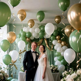 100pcs Sage Green and Gold Balloons 12 inch Latex Party Balloons with
