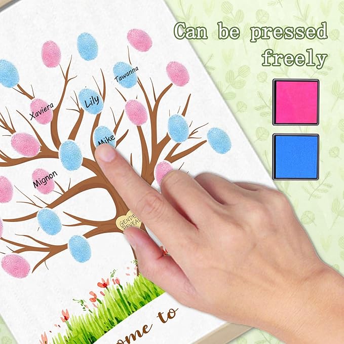 Gender Reveal Decorations Fingerprint Tree Canvas Paintings Decor