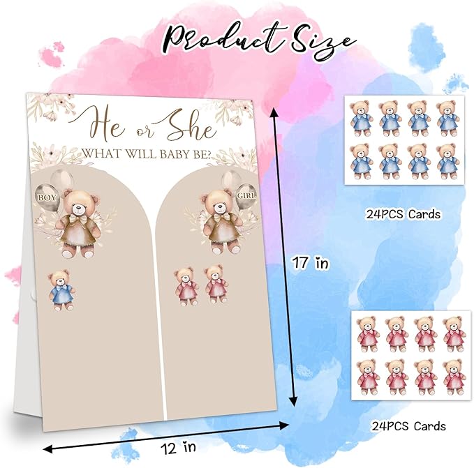 Gender Reveal Party Games Bear Theme Baby Gender Reveal Voting Board