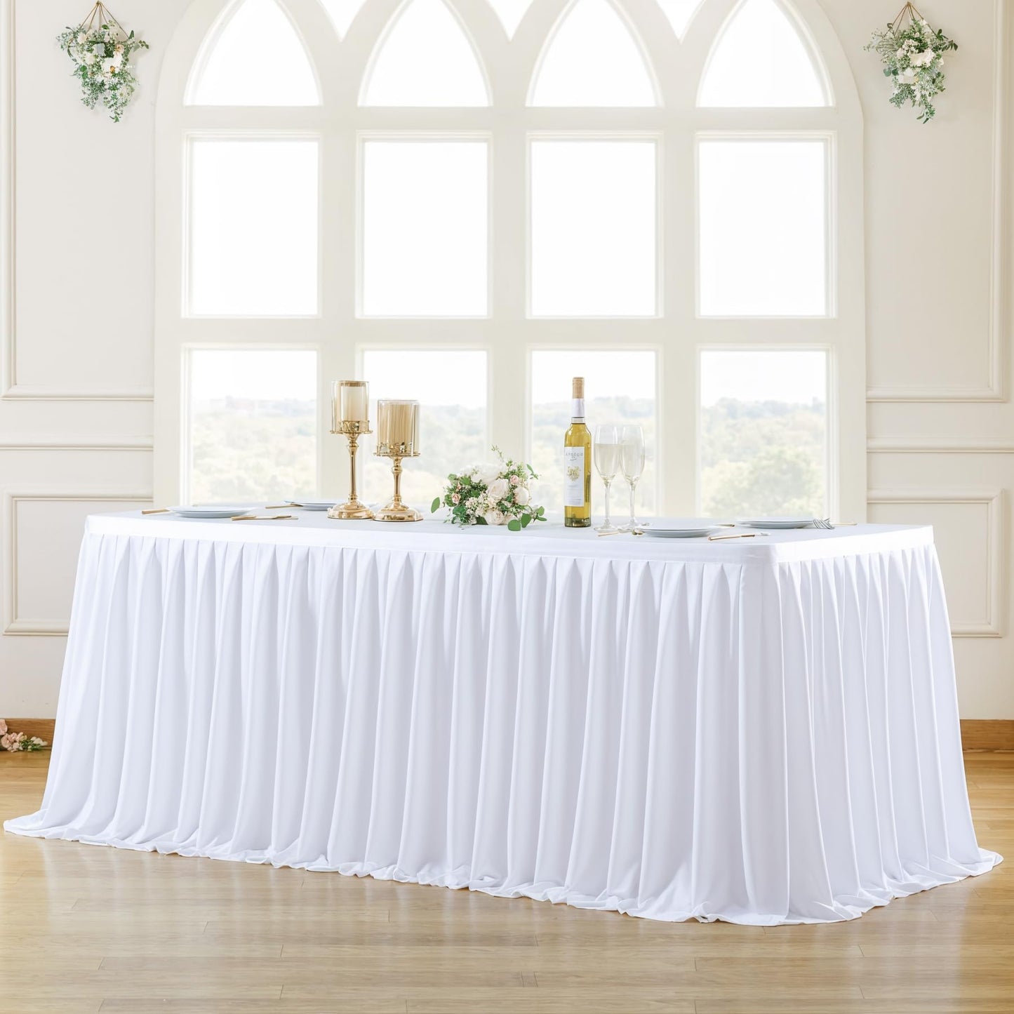 PARTISKY White Polyester Table cloth for Rectangle Tables 6f, Wrinkle
