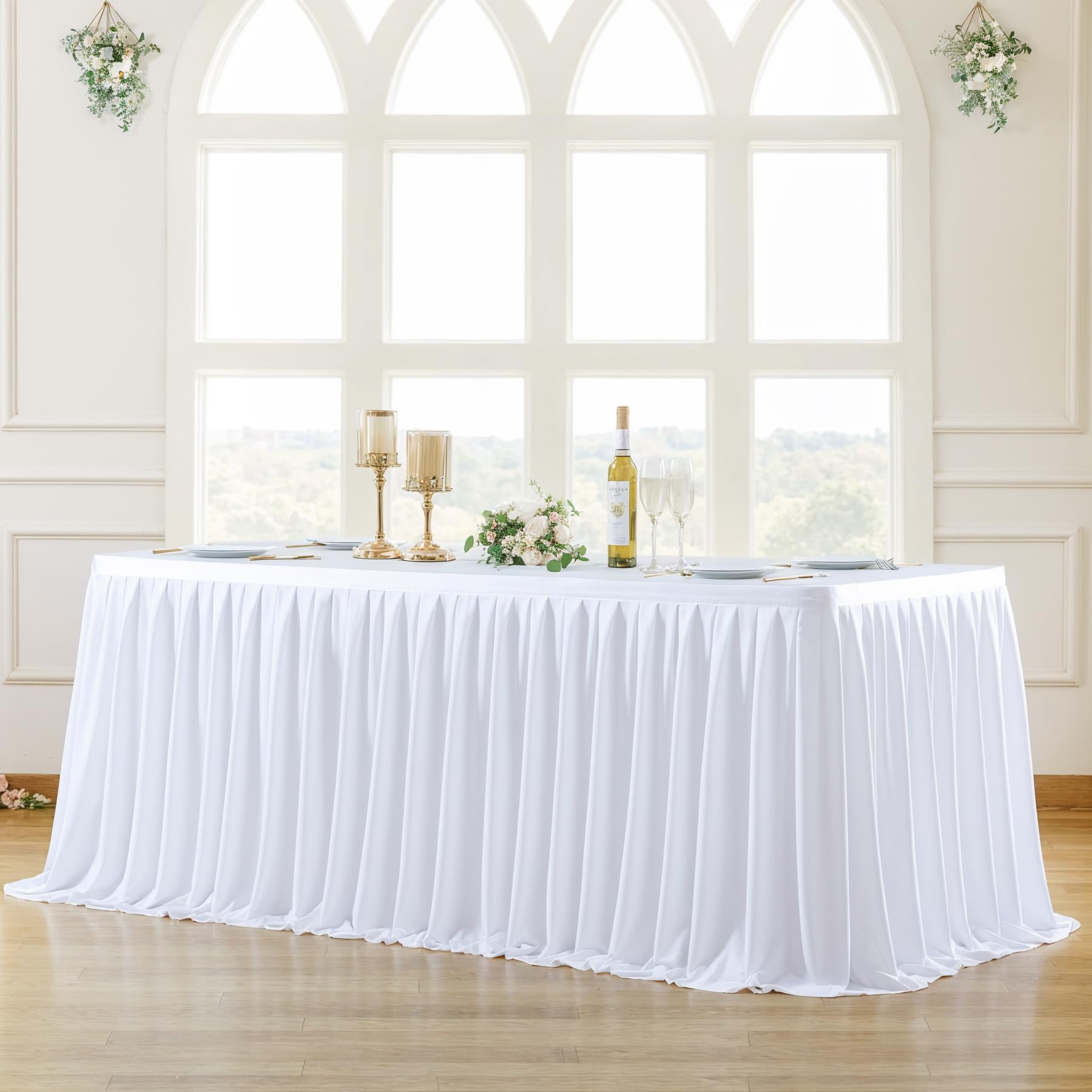 PARTISKY White Polyester Table cloth for Rectangle Tables 6f, Wrinkle