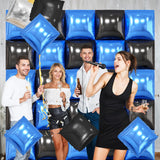 Metallic Blue and Black Square Foil Balloon Wall,19 Inches Double
