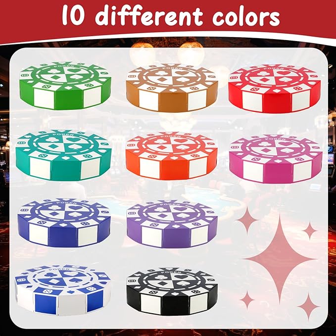 16 PCS Casino Theme Party Decor 9 Inch Poker Chip Casino Decor Box