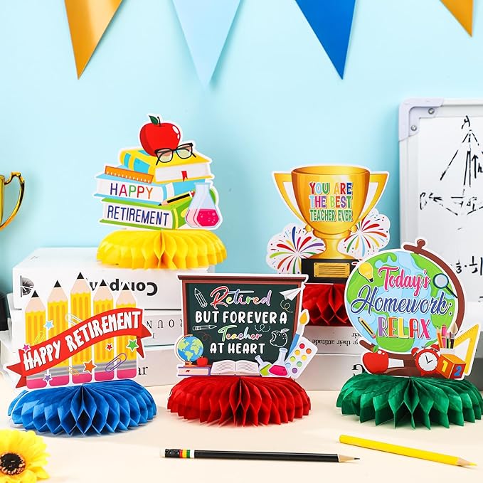 10 Pieces Funny Teacher Retirement Decorations Honeycomb