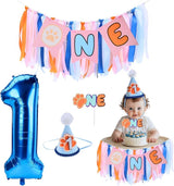 Blue Dog Highchair Banner for First Birthday Party Decorations