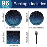 96 Pcs Galaxy Party Starry Night Supplies Tableware Set Outer Space