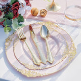 Nervure 175PCS Pink Plastic Plates - Disposable Pink Gold Party