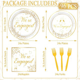 96Pcs Happy Engagement Party Supplies Engagement Paper Plates