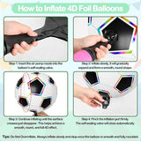 6 Pcs Soccer Balloons, 22 Inch Large Soccer Foil Balloon, 4D Colorful