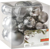 Prextex 36pc Silver Christmas Ornaments Set - Shatterproof Christmas