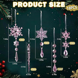 18pcs Crystal Christmas Ornaments for Christmas Tree Decorations-Pink