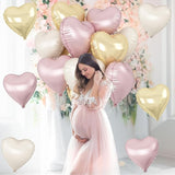 Dusty Pink Cream Heart Balloons, 12Pcs 18 Inch Retro Blush Pink Nude