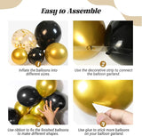 FOTIOMRG Black and Gold Balloons Garland Arch Kit, 5 10 12 18inch